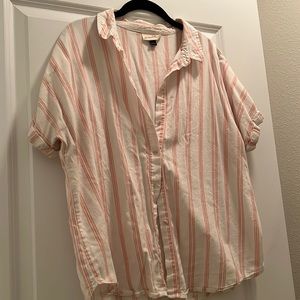 Striped button down collar shirt